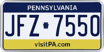 PA license plate JFZ7550