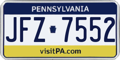 PA license plate JFZ7552