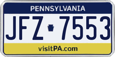 PA license plate JFZ7553