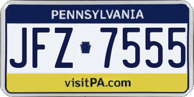 PA license plate JFZ7555