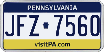 PA license plate JFZ7560