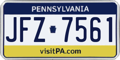 PA license plate JFZ7561