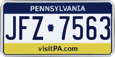 PA license plate JFZ7563