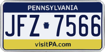 PA license plate JFZ7566