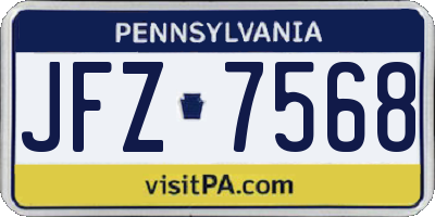 PA license plate JFZ7568