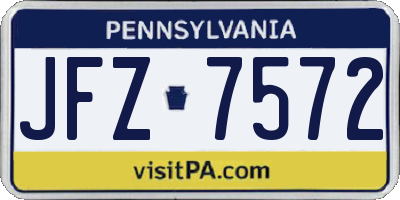 PA license plate JFZ7572