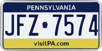 PA license plate JFZ7574