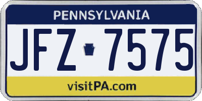 PA license plate JFZ7575