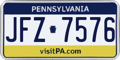PA license plate JFZ7576