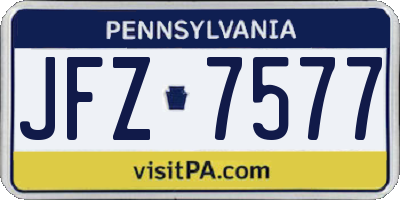 PA license plate JFZ7577