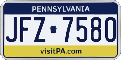 PA license plate JFZ7580