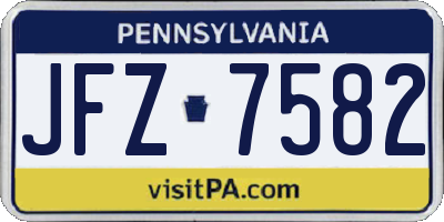 PA license plate JFZ7582
