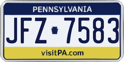 PA license plate JFZ7583