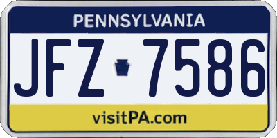 PA license plate JFZ7586