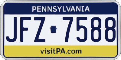 PA license plate JFZ7588