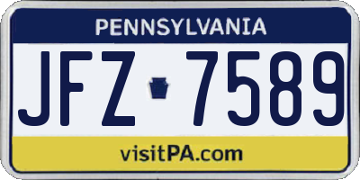 PA license plate JFZ7589