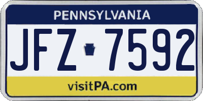 PA license plate JFZ7592