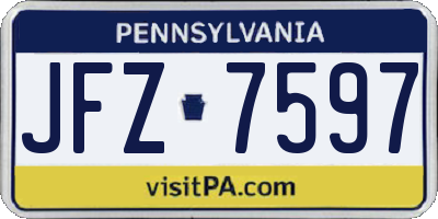 PA license plate JFZ7597
