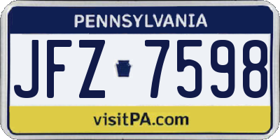 PA license plate JFZ7598