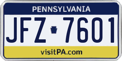PA license plate JFZ7601