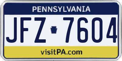 PA license plate JFZ7604