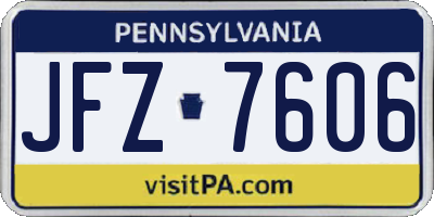PA license plate JFZ7606