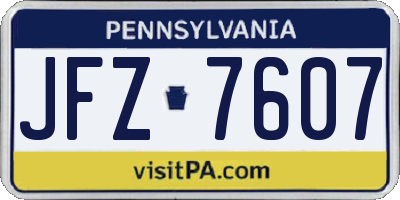 PA license plate JFZ7607