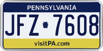 PA license plate JFZ7608
