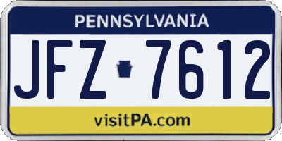 PA license plate JFZ7612