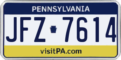 PA license plate JFZ7614