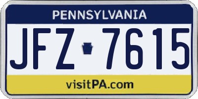 PA license plate JFZ7615