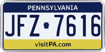 PA license plate JFZ7616