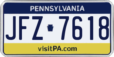 PA license plate JFZ7618