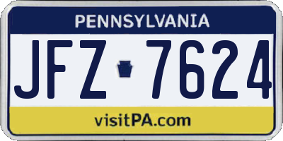 PA license plate JFZ7624