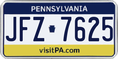 PA license plate JFZ7625