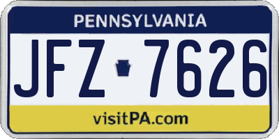 PA license plate JFZ7626