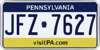 PA license plate JFZ7627