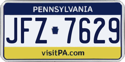 PA license plate JFZ7629