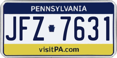 PA license plate JFZ7631