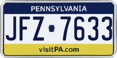 PA license plate JFZ7633