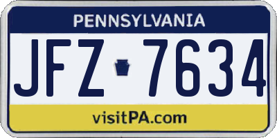 PA license plate JFZ7634