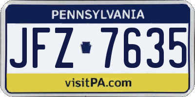 PA license plate JFZ7635