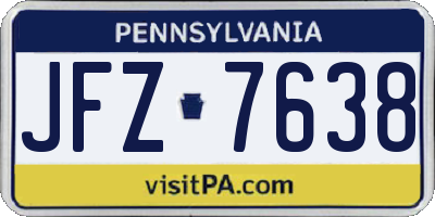 PA license plate JFZ7638