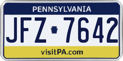 PA license plate JFZ7642
