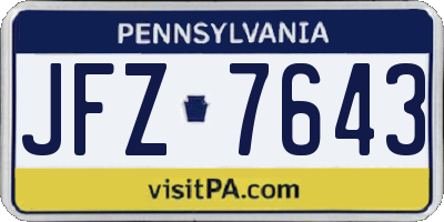 PA license plate JFZ7643
