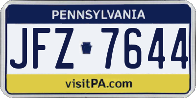 PA license plate JFZ7644