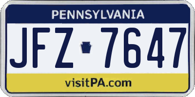 PA license plate JFZ7647
