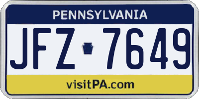 PA license plate JFZ7649