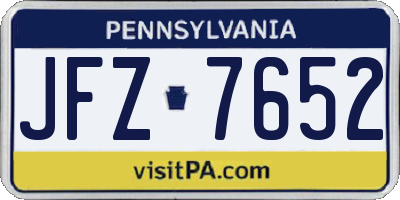 PA license plate JFZ7652