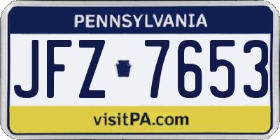 PA license plate JFZ7653